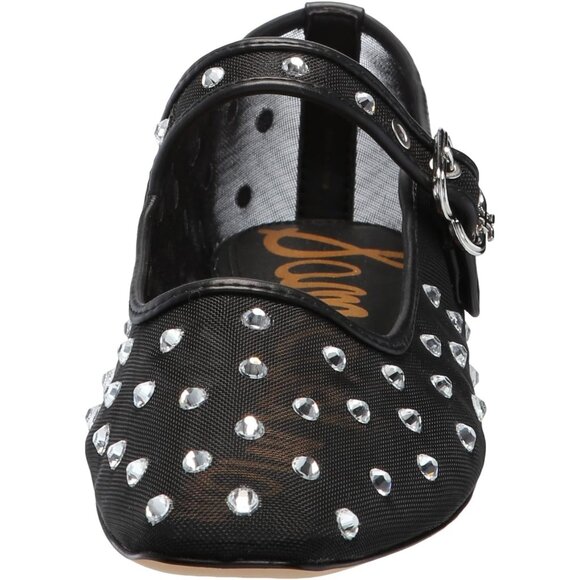 Sam Edelman Womens Black Glitz Fabric Michaela Buckle Ankle Strap Flat Shoes - Picture 2 of 7